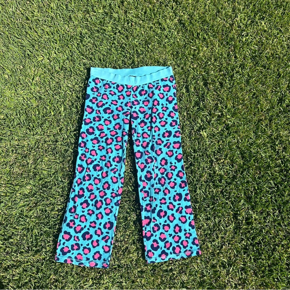 Joe Boxer Size Small Fleece Turquoise, Blue and Hot Pink Leopard Print Pants